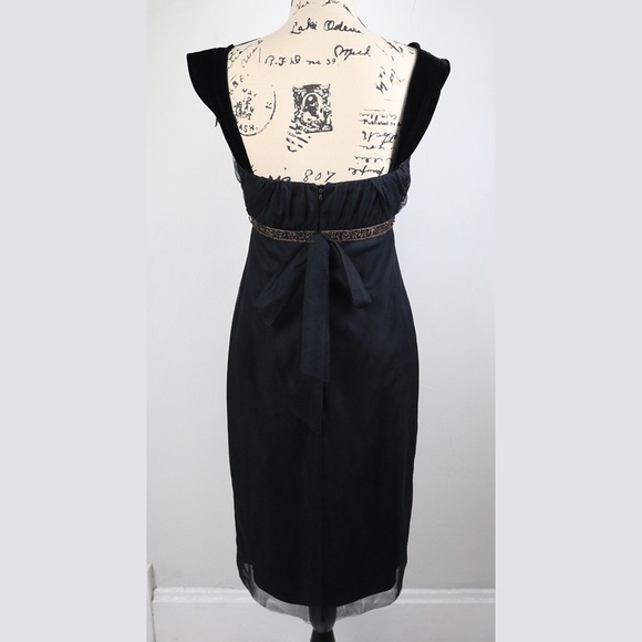 Vera Wang Women's Size 4 Black Empire Waist Mesh Tulle Overlay Goth Witch Beaded - Picture 6 of 14